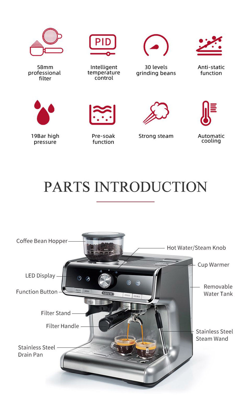 Macchina da caffè HiBREW H7 1550W