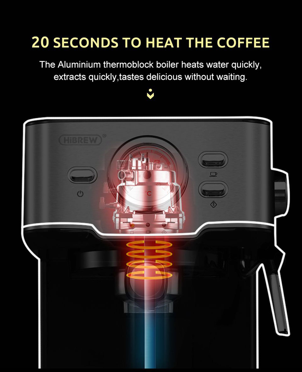 HiBREW H5 1050W koffiezetapparaat met latte cup