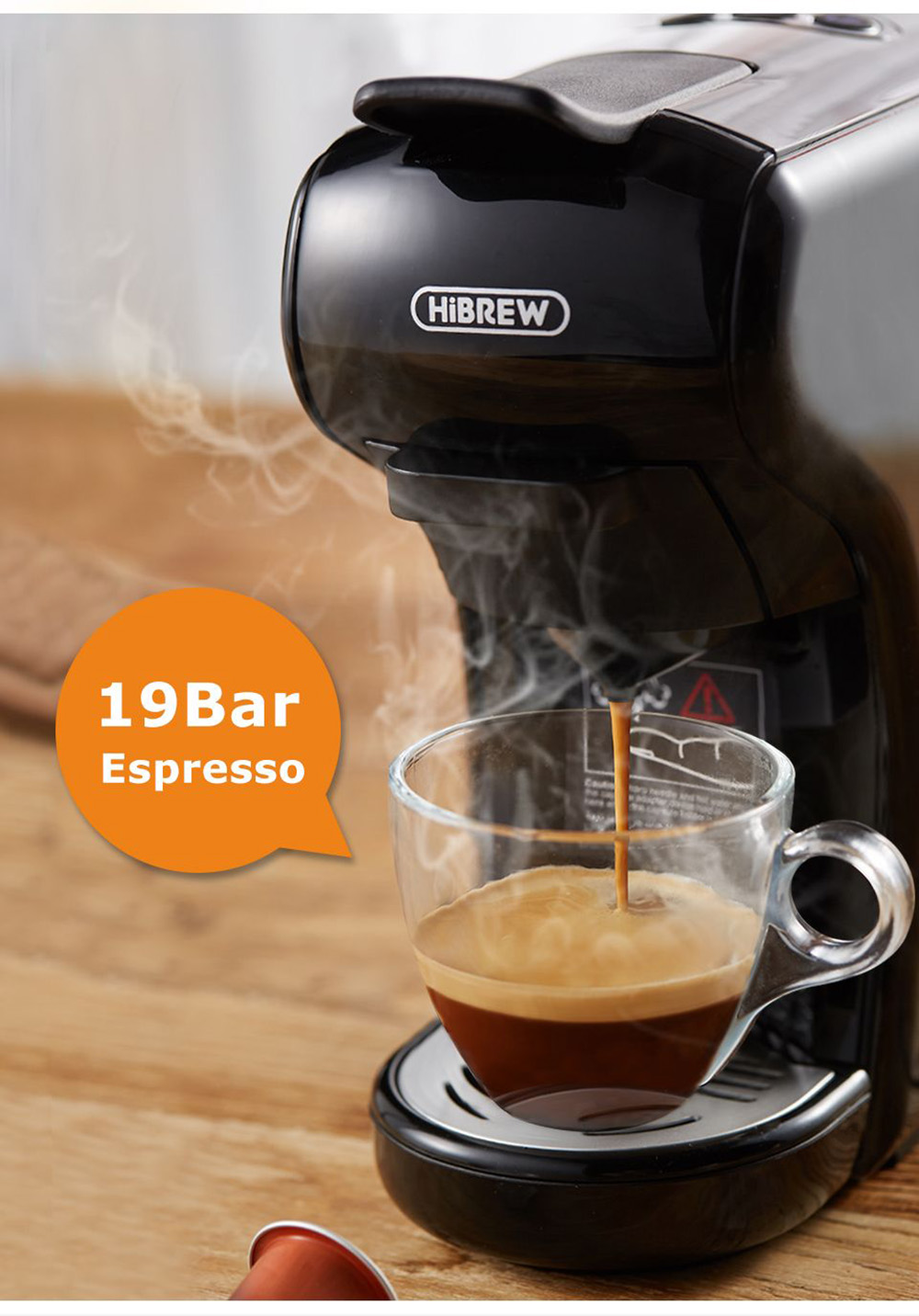 Macchina per caffè espresso HiBREW H1A 1450W Nera