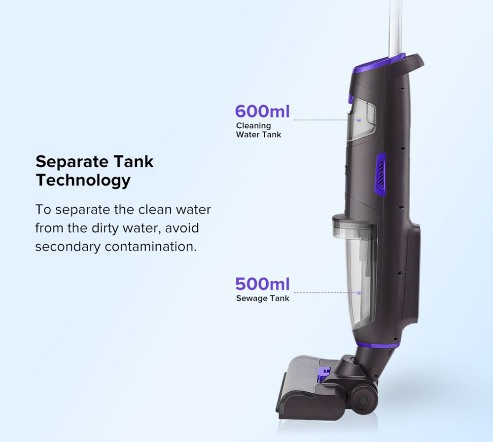 ILIFE F100 Cordless Wet Dry Vacuum Cleaner, Smart Vacuum Mop Wash Cleaner, 3000mAh, 30min Runtime, LED Display