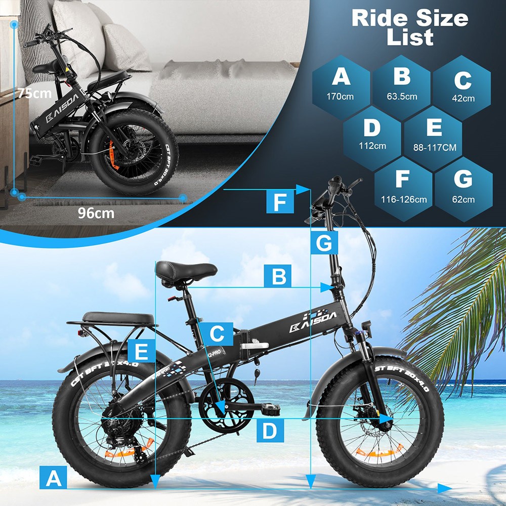 Vélo cyclomoteur électrique pliant KAISDA K2 Pro 20 * 4.0 pouces Fat Tire