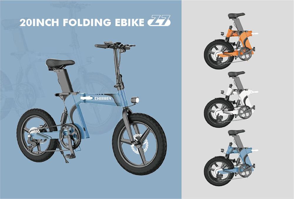 Z7 Electric Bike 250W Brushless Motor 36V 8Ah Battery 20'' Tire, 25km/h Max Speed, 30-40km Range, 120kg Load  - Blue
