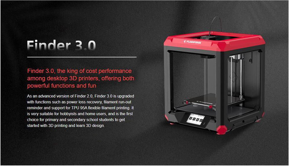 Flashforge Finder 3 3D εκτυπωτής με Direct Extruder