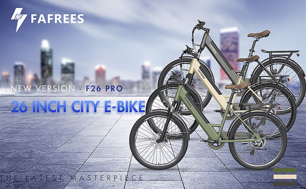 FAREES F26 Pro 26'' Step-by-Step City Electric Bike Gold