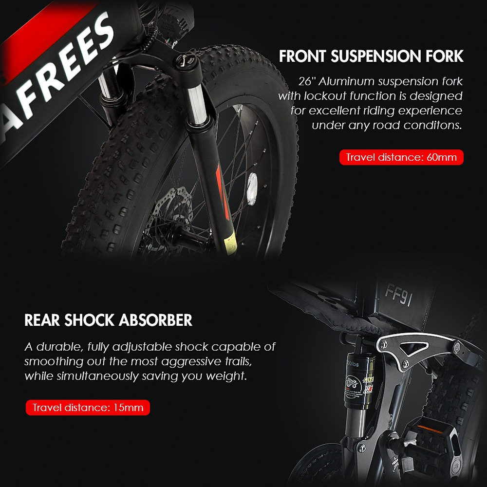FAFREES FF91 1000W Motor 26 Inch Fat Tire Electric Bike 48V 10Ah Battery Folding Mountain Bike