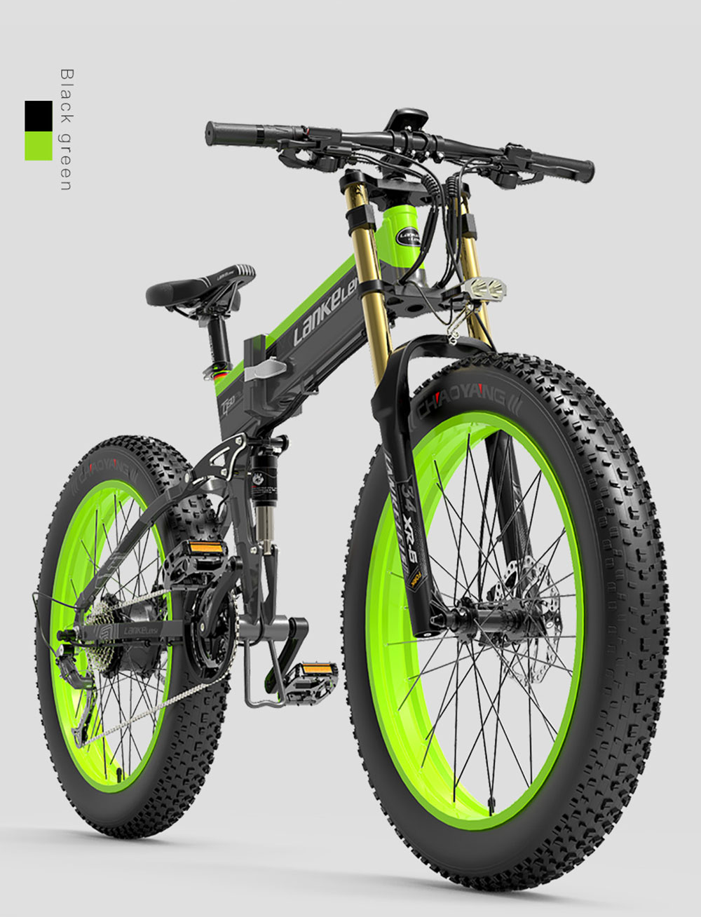 LANKELEISI T750 Plus Big Fork Vélo Électrique 17.5Ah Batterie Vert
