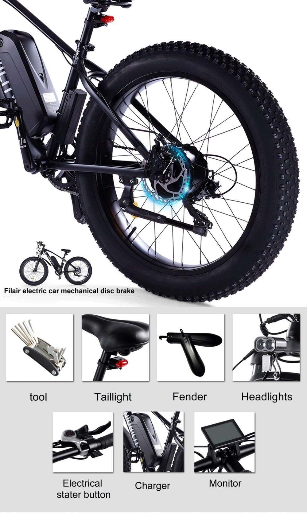 Niubility B26 Vélo Electrique 48V 12.5Ah Batterie 1000W Noir