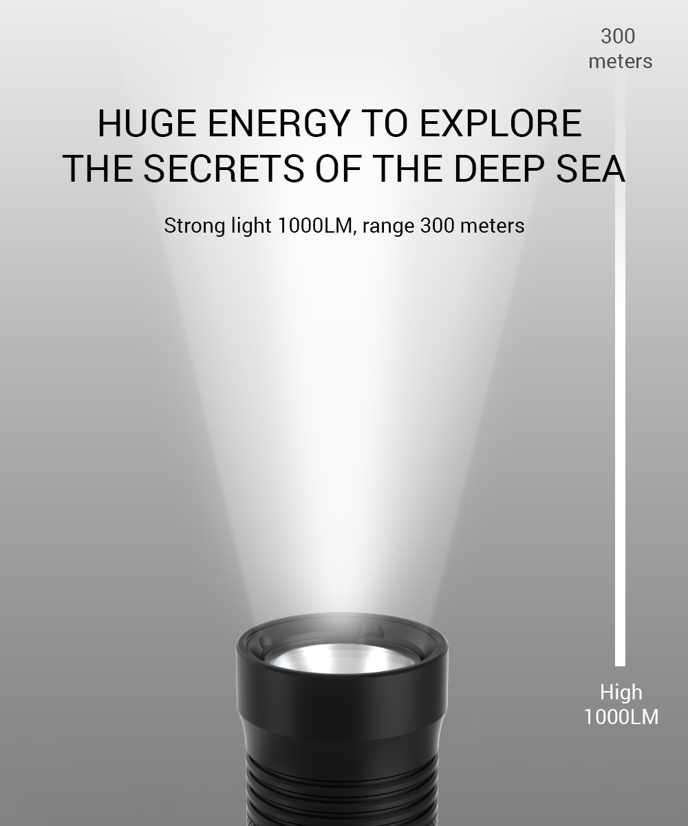 SMACO LED-zaklamp IPX8 waterdicht voor duiken - zwart