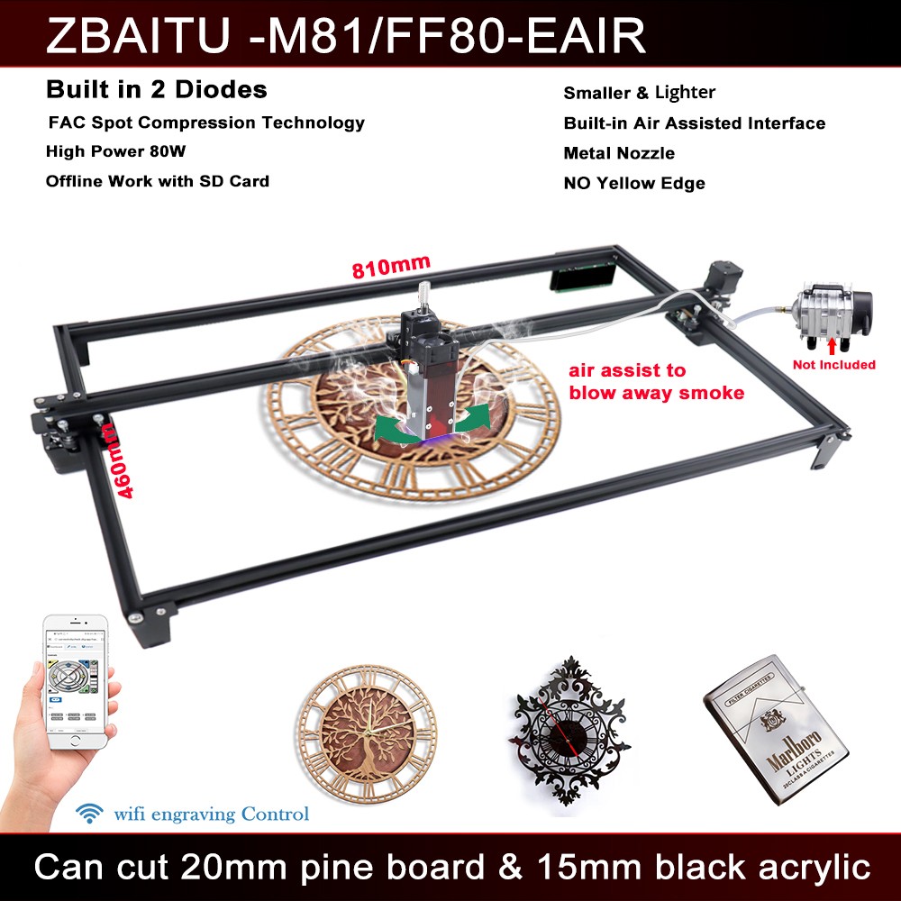 ZBAITU M81 FF80 EAIR 10W CNC Laser Engraving Machine