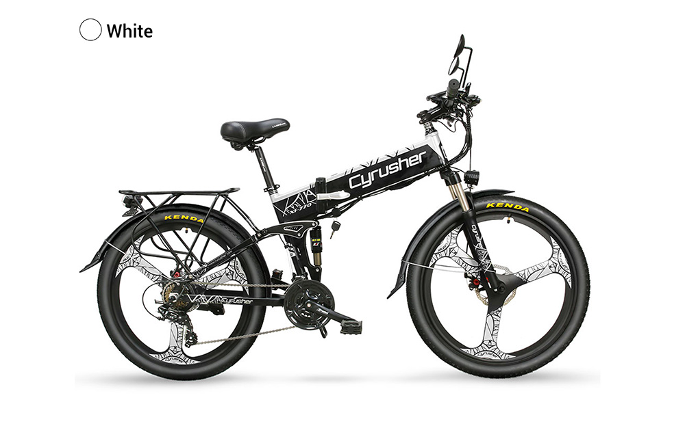 Cyrusher XF770 Folding Electric Bike 500W 48V 10 Ah Hidden Battery 7 Speed Mountain E-bike - Green