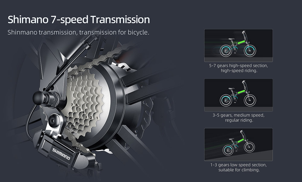 ADO A20F XE 250W Electric Bike Folding Frame 7-Speed Gears Removable 10.4 AH Lithium-Ion Battery E-bike - Grey