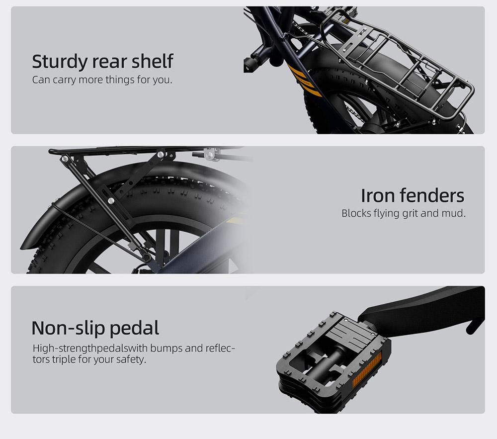 ADO A20F XE 250W Electric Bike Folding Frame 7-Speed Gears Removable 10.4 AH Lithium-Ion Battery E-bike - Grey