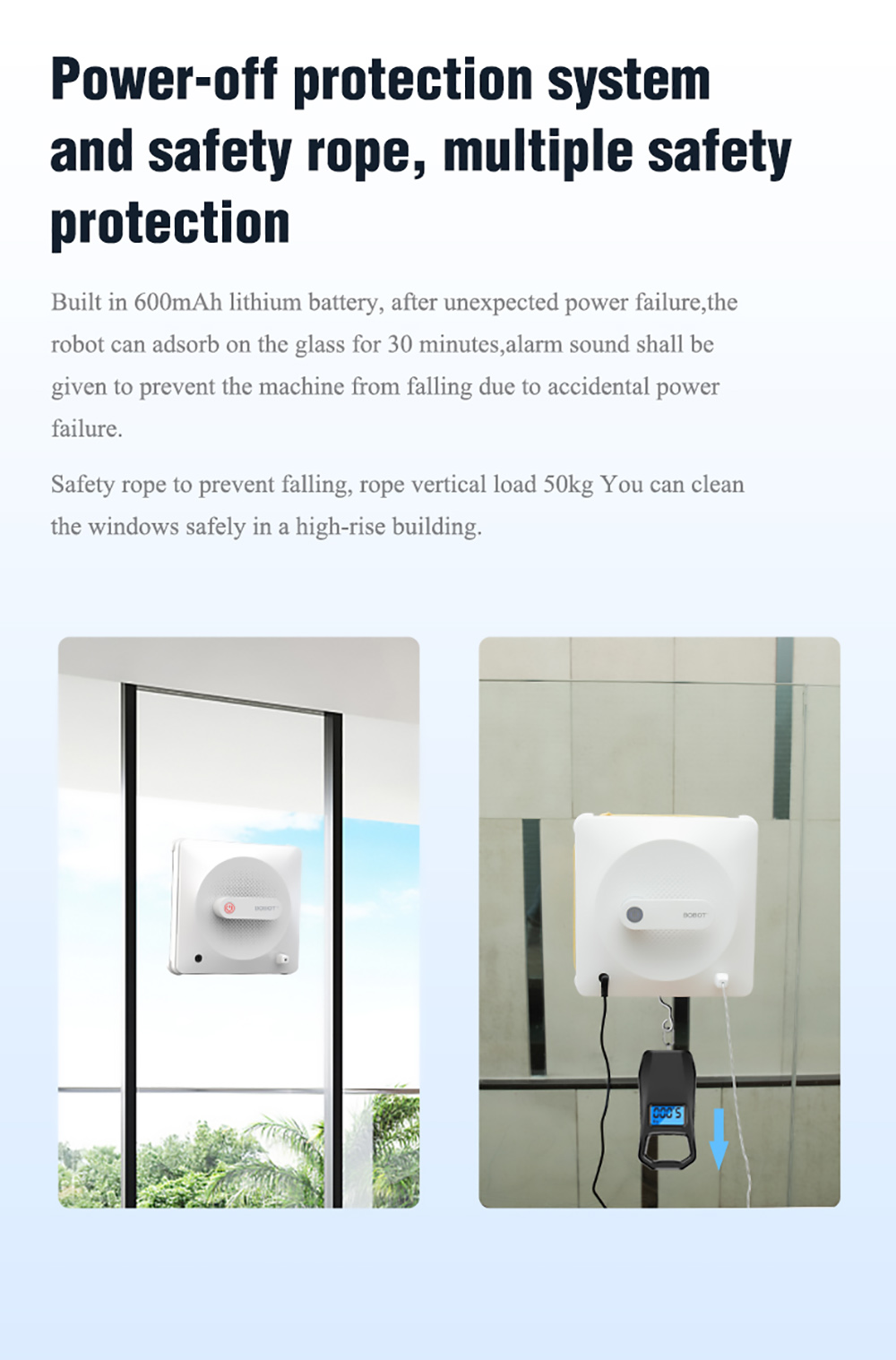 Bobot Singfei Win 3060 2500pa Robot Aspirateur de Fenêtre Électrique avec Moteur Brushless APP Contrôle Télécommande