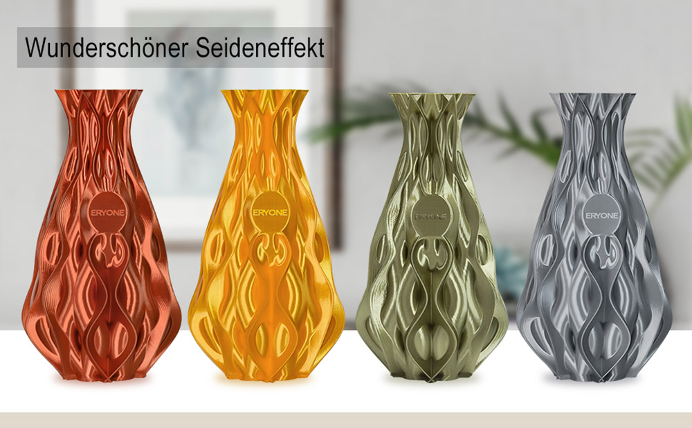 ERYONE Ultra Silk PLA-Filament für 3D Drucker 1.75 mm, Toleranz 0.03 mm, 1 kg (2.2 lbs) / Spule – Silber