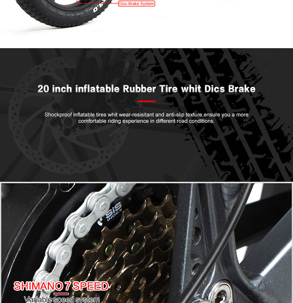 SAMEBIKE XWLX09 20 Inches Fat Tire eBike 500W All Terrain eBike 25-35km/h Max Speed 80-90km Max Mileage - Silver