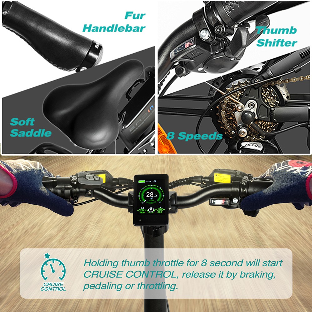 ENGWE ENGINE Pro Folding Electric Bicycle 20*4 inch Fat Tire 750W Brushless Motor 48V 16Ah Battery 45km/h Max Speed up to 120km Range 8 Speed System LCD Smart Display Hydraulic Disc Brakes - Black