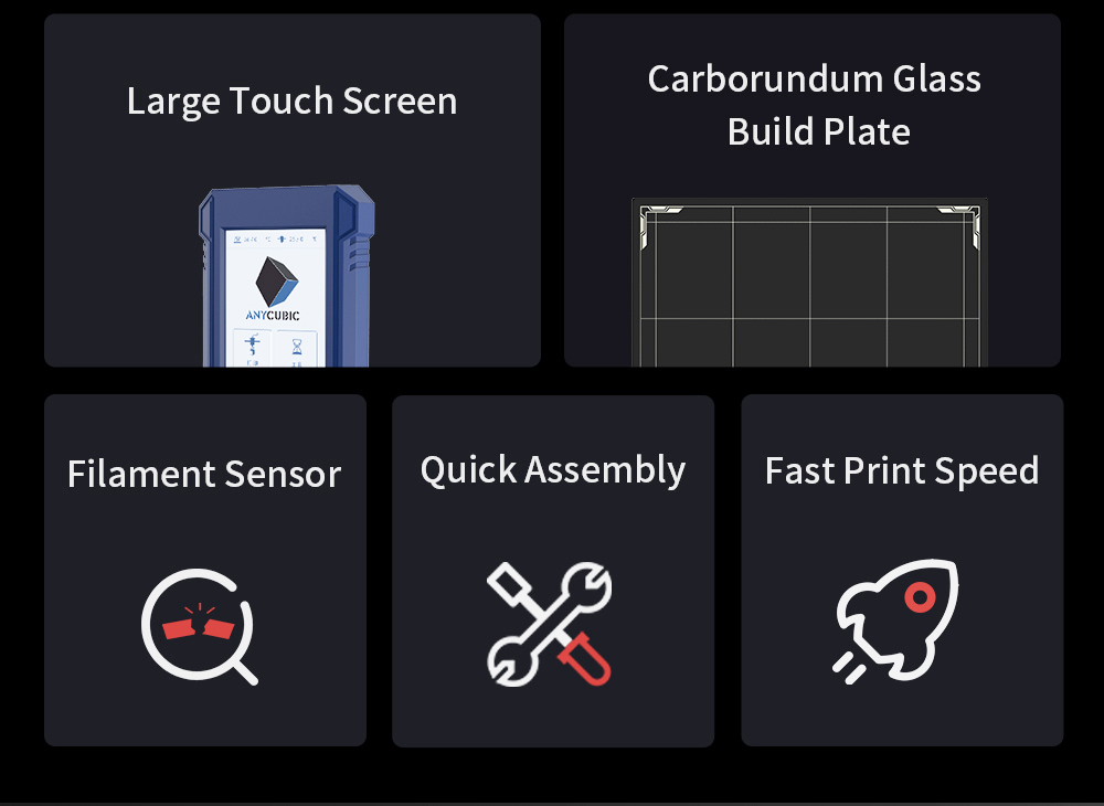Kobra anycubico Max 3D Stampante, livellamento automatico, driver passo-passo, display da 4.3 pollici, dimensioni di stampa 450 x 400 x 400 mm