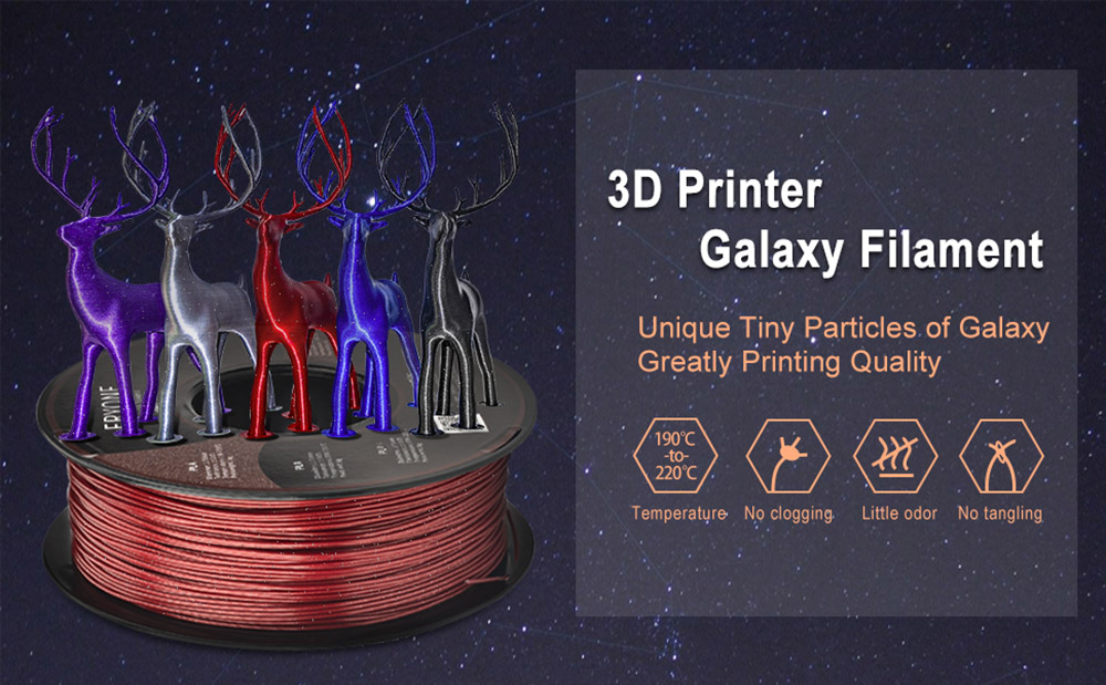 Eryone Galaxy Glitzer Glitzer -Pla -Filament für 3D -Drucker 1,75 mm Toleranz 0,03 mm 1 kg (2,2 lbs)/Spule - Schwarz