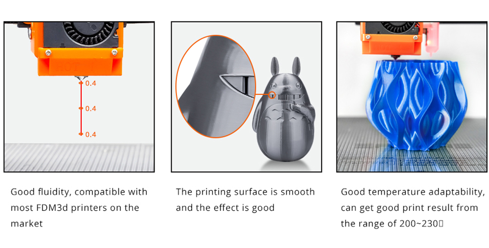 Eryone pla+ filamento para a impressora 3D 1,75 mm de tolerância 0,03mm1kg (2,2 libras)/bobina - preto