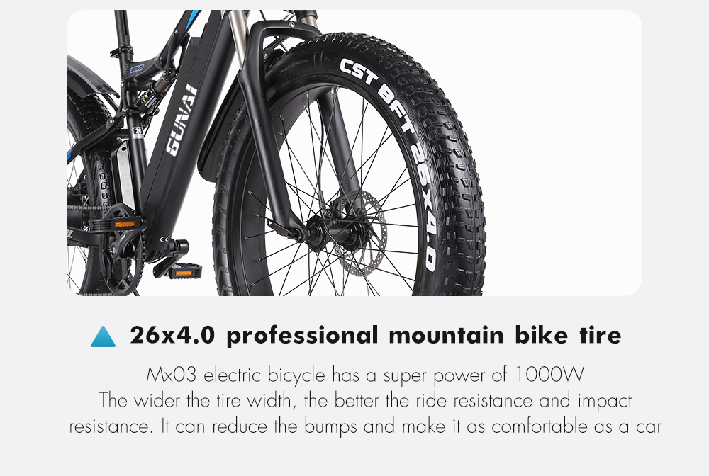 GUNAI MX03 1000W 48V 17Ah 26 inch 40 km/u elektrische fiets zwart