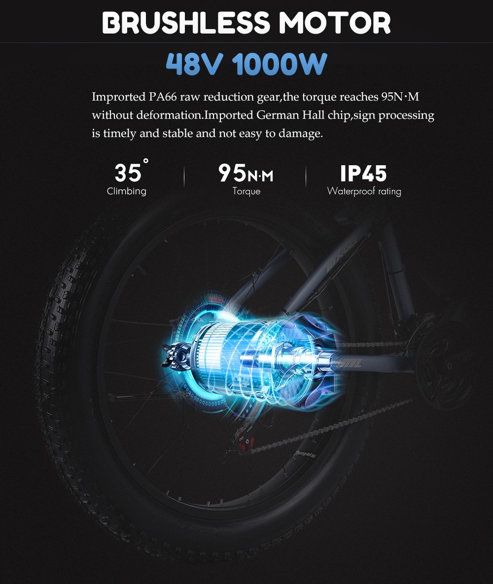 GUNAI MX02S 1000W Motor 48V 17Ah 40Km/h Viteza 26'' Bicicleta electrica Neagra