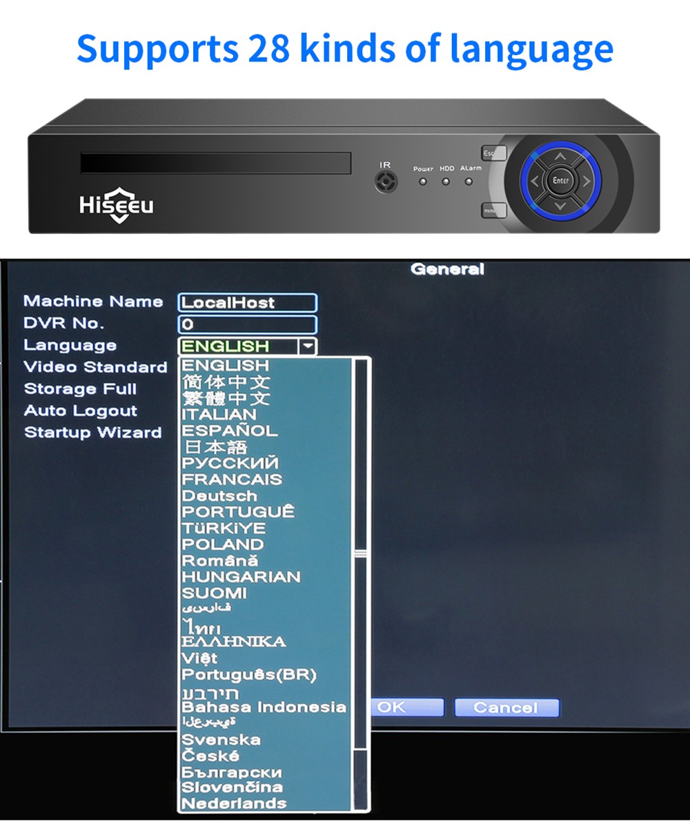 Telecamera di sorveglianza di sicurezza Hiseeu 3MP H.265 8CH POE
