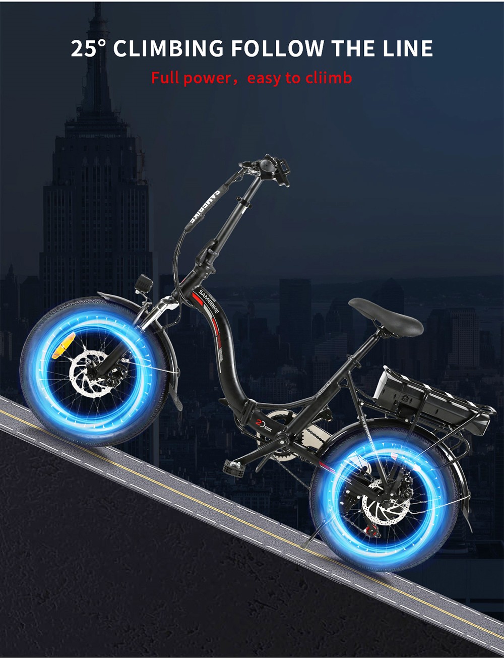 Składany rower elektryczny Samebike JG20 Smart 350W - czarny