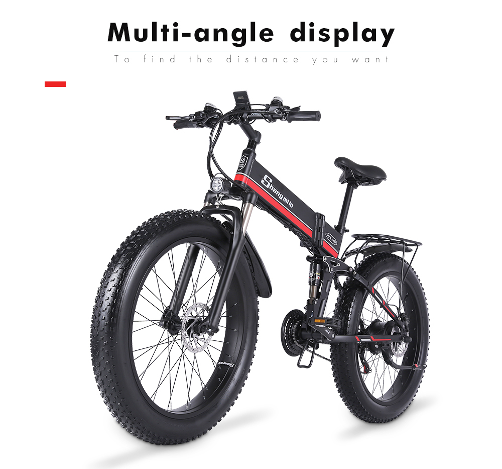 Shengmilo MX01 26 Inches Fat Tire Electric Bike 12 Magnetic Booster Bicycle 1000W 7-Speed Shimano for Snow Mountain