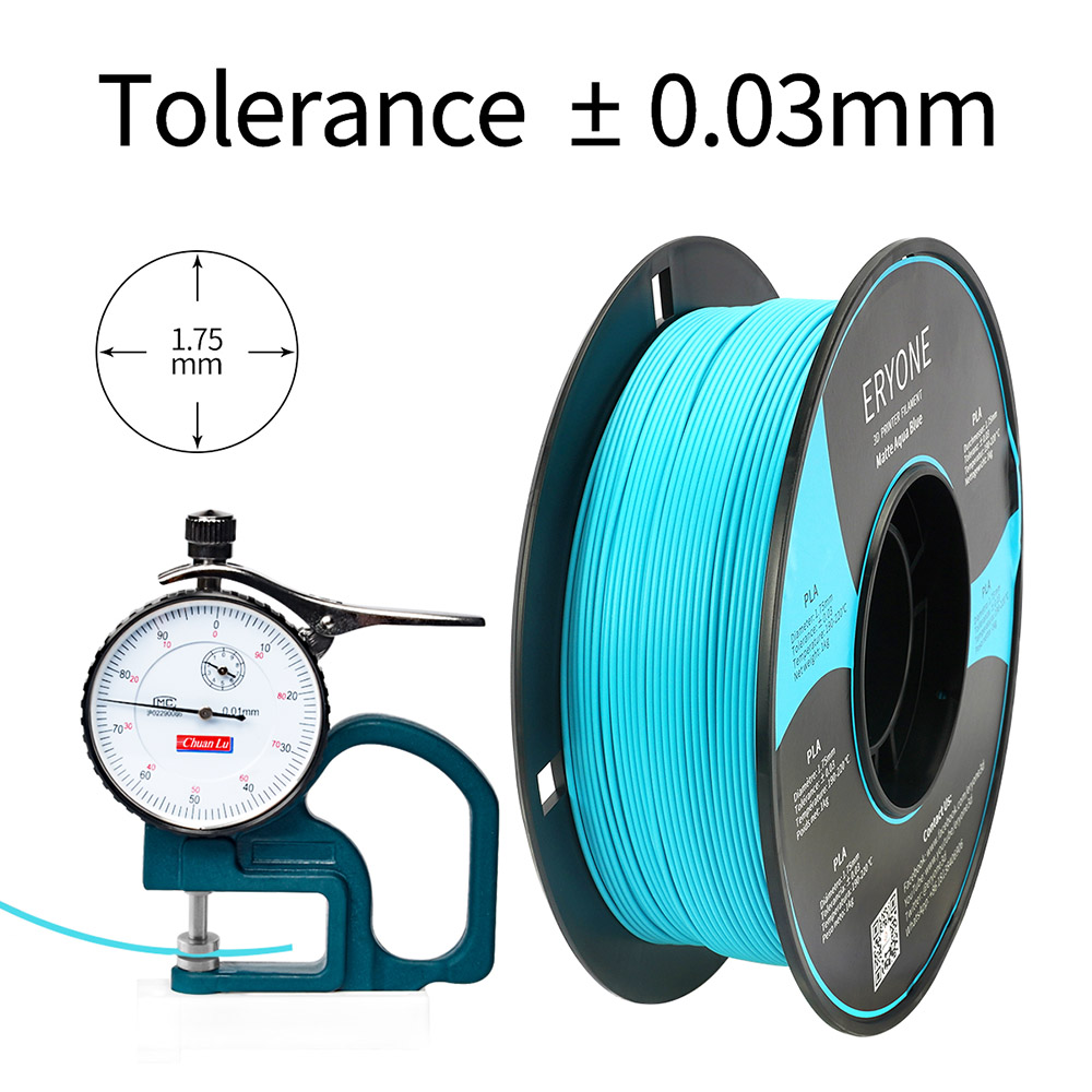 Filament PLA mat ERYONE pour 3D Imprimante 1.75mm Tolérance 0.03mm 1kg (2.2LBS)/Spool - Aqua Blue