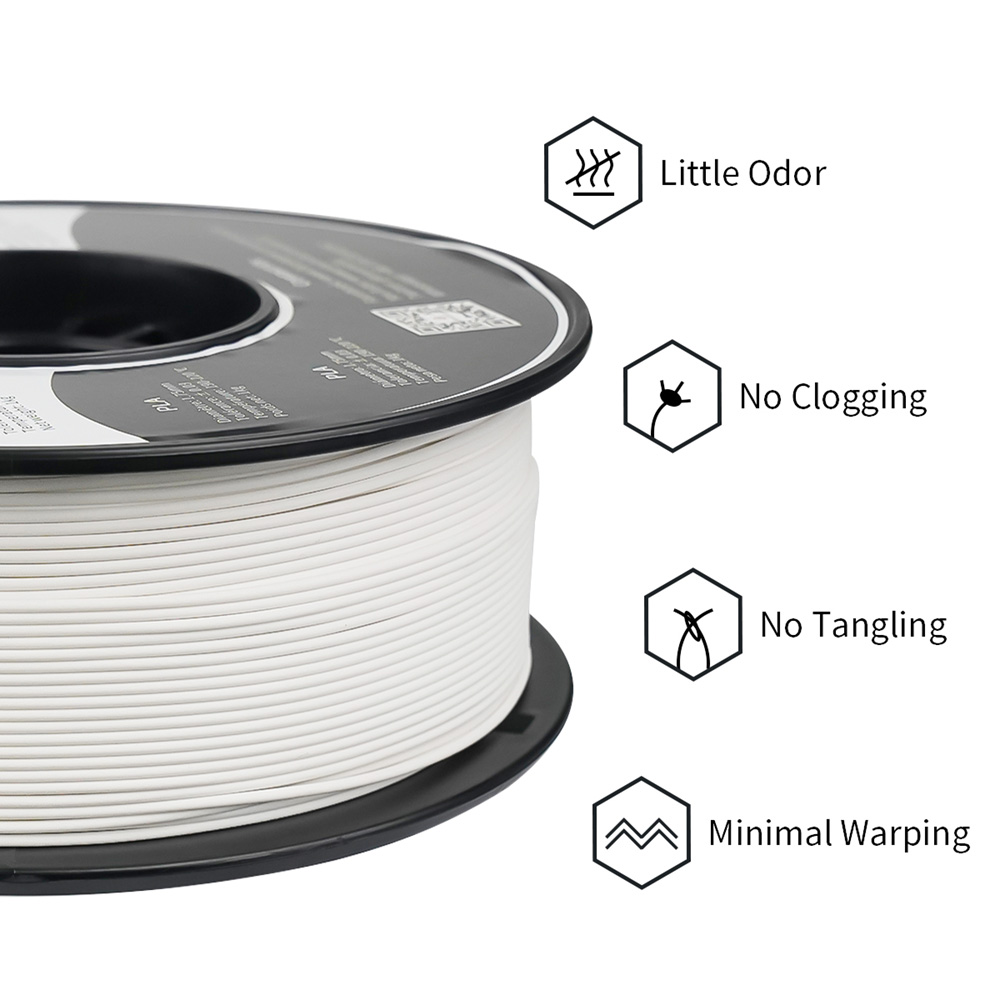 ERYONE Mattes PLA-Filament für 3D Drucker 1.75 mm Toleranz 0.03 mm 1 kg (2.2 LBS)/Spule – Weiß