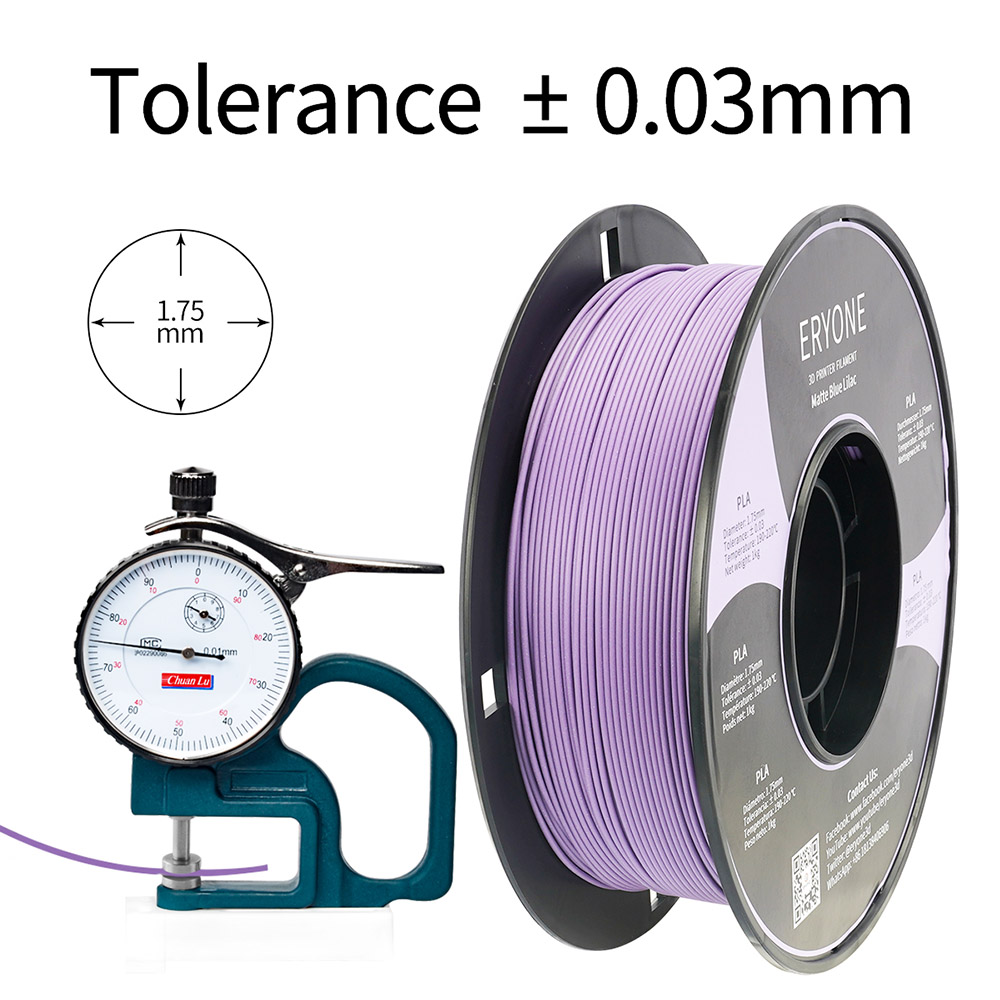 ERYONE Matte PLA Filament voor 3D Printer 1.75mm Tolerantie 0.03mm 1kg (2.2LBS)/Spool - Lila Paars