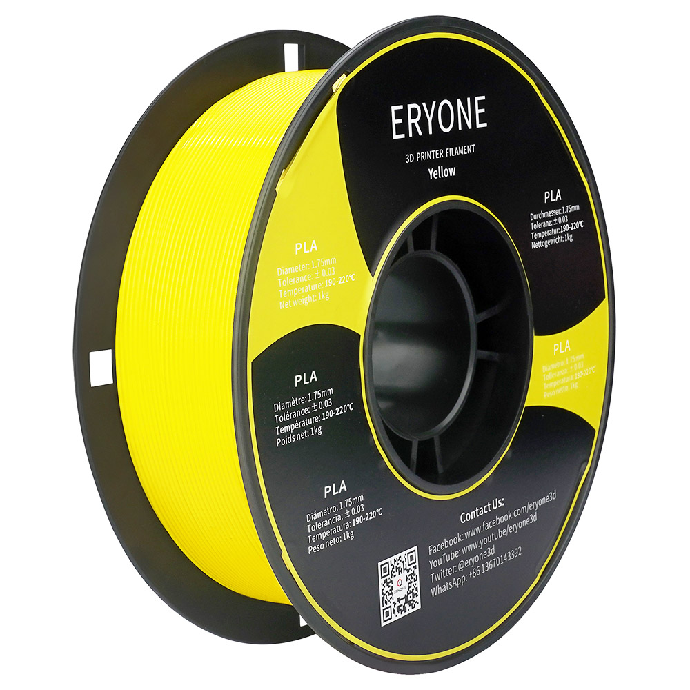 ERYONE PLA νήμα για 3D Εκτυπωτής 1.75mm Ανοχής 0.03mm 1kg (2.2LBS)/Spool - Yellow