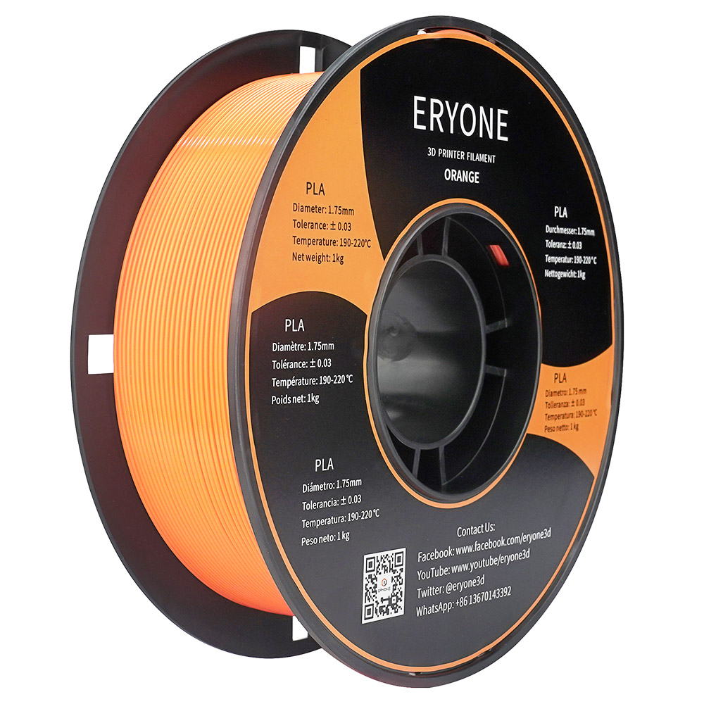 ERYONE PLA Filament for 3D Printer 1.75mm Tolerance 0.03mm 1kg (2.2LBS)/Spool - Orange