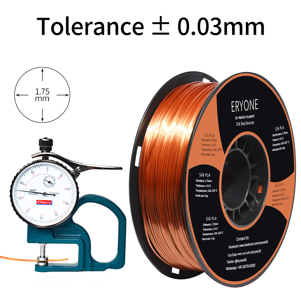 Eryone -Pläne für Pläne für 3D -Drucker 1,75 mm Toleranz 0,03 mm 1 kg (2,2 lbs)/Spule - Rotkupfer