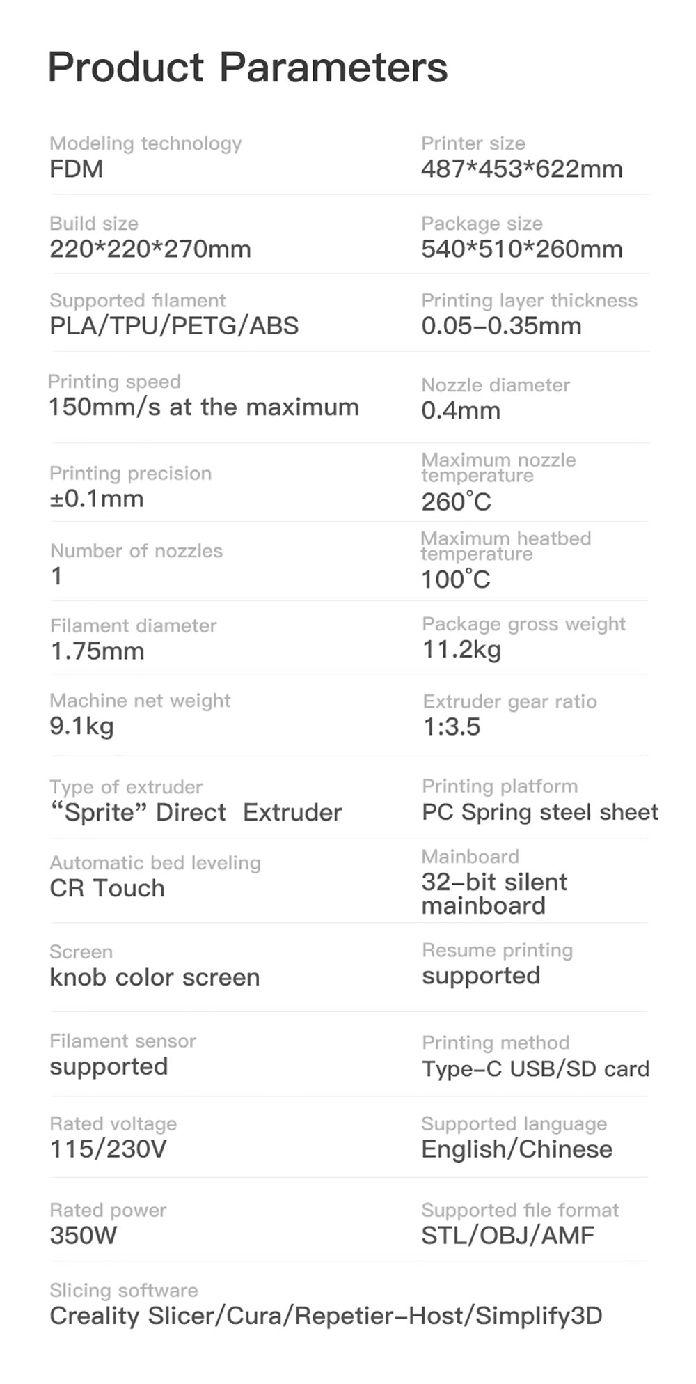 Εκτυπωτής 3D Creality Ender-3 S1 Sprite Dual Gear Direct Extruder