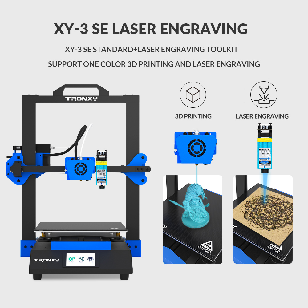 TRONXY XY-3 SE Single Extruder 3D tiskárna Laserová rytina