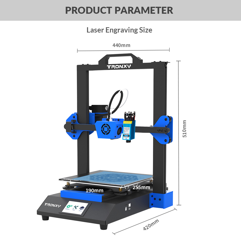 TRONXY XY-3 SE Single Extruder 3D Printer Lézergravírozó