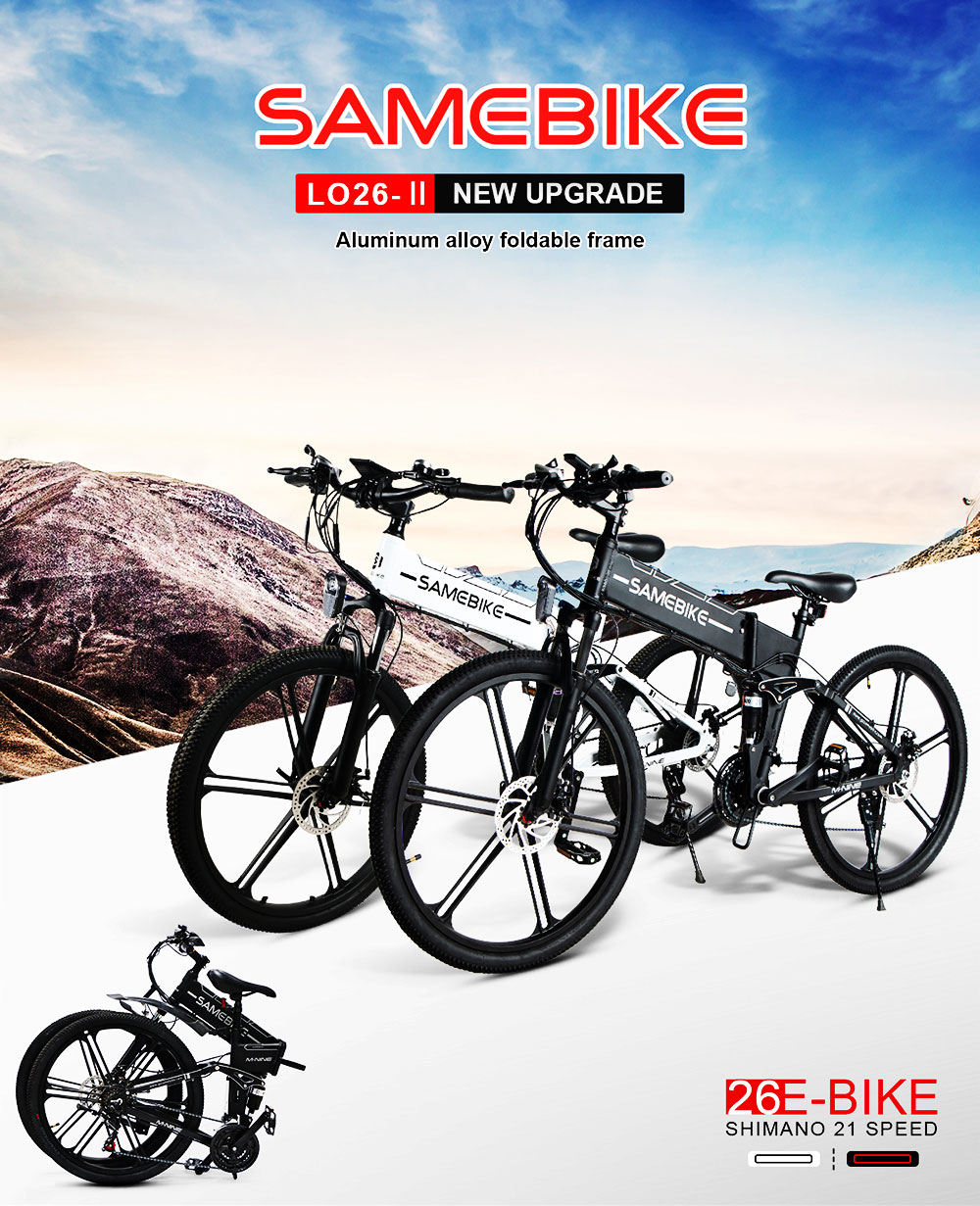 Bicicletta elettrica pieghevole Samebike LO26 II 500 W Max 35 km/h Nera