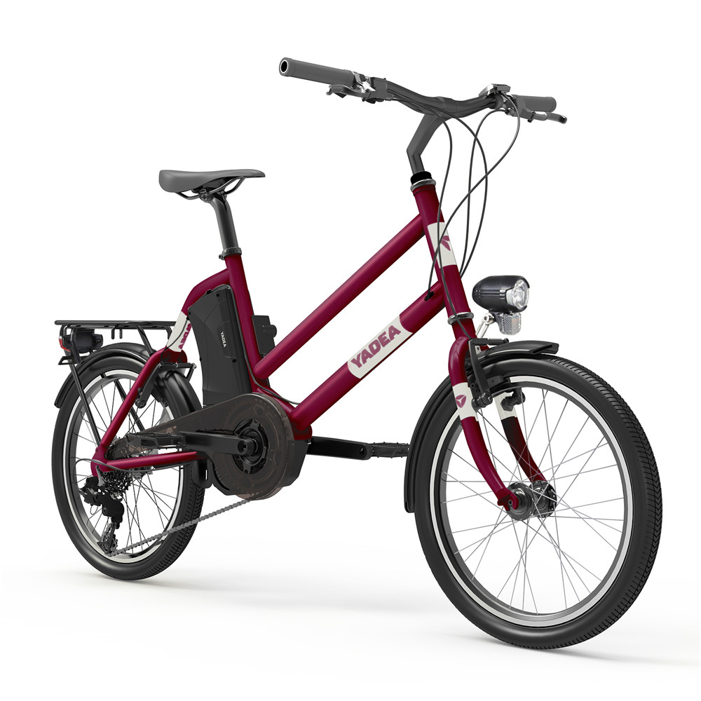 YADEA YT300 20 inch Touring Electric City Bike 350W OKAWA Mid Drive Motor SHIMANO 7-Speed Rear Derailleur 36V 7.8Ah Removable Battery 25km/h Max speed up to 60km Max Range LED Headlight - Red