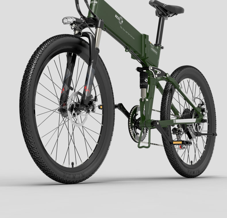BEZIOR X500 Pro Folding Electric Bike Bicycle 48V 10.4Ah Battery 500W Motor 26 inch Tire Aluminum Alloy Frame Shimano 7-speed Shift Max Speed 30km/h 100KM Power-assisted mileage Range LCD Display IP54 waterproof - Black Green