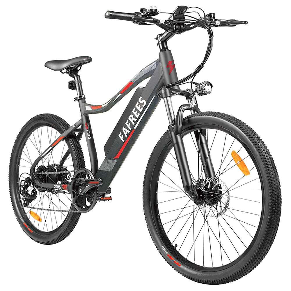 Fafrees F100 26'' Electric Bike Max Speed 33Km/h Mountain Ebike 350W Motor SONY 48V 11.6Ah Removable Battery E-PAS Recharge System Shimano 7 Speed Gears LED Display Aluminum Alloy Frame - Black