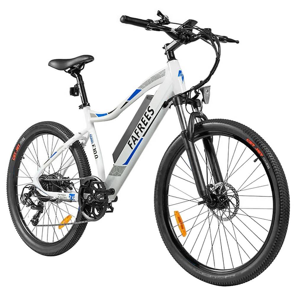 Fafrees F100 26'' Electric Bike Max Speed 33Km/h Mountain Ebike 350W Motor SONY 48V 11.6Ah Removable Battery E-PAS Recharge System Shimano 7 Speed Gears LED Display Aluminum Frame - White