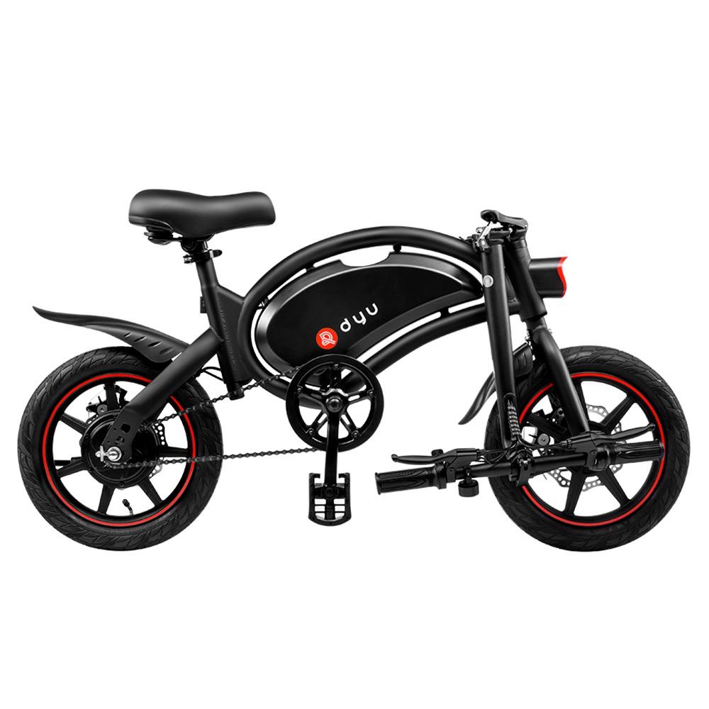 Bicicletă electrică DYU D3F cu moped pliabil cu pedală 14 inch neagră