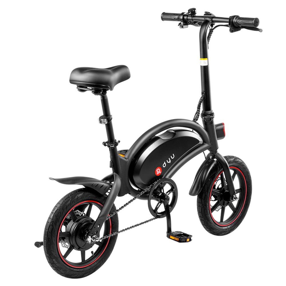 DYU D3F com pedal bicicleta elétrica dobrável ciclomotor 14 polegadas preto