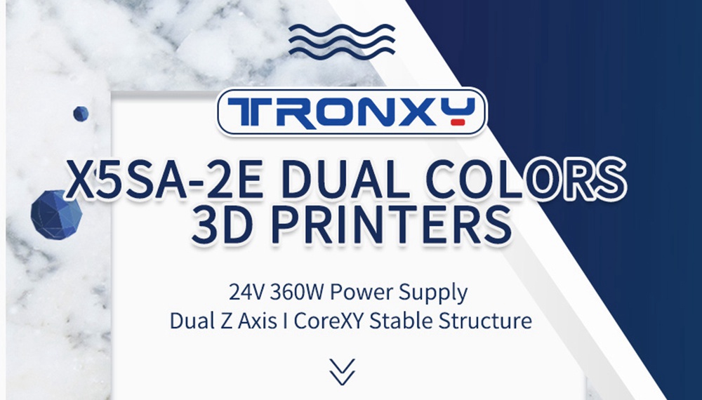 TRONXY X5SA-2E 24V 3D tiskárna Dual Titan Extruders 330*330*400mm