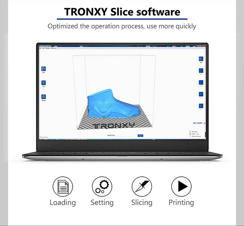 Průmyslová 5D tiskárna Tronxy X330SA Pro 330X400X3mm Modrá