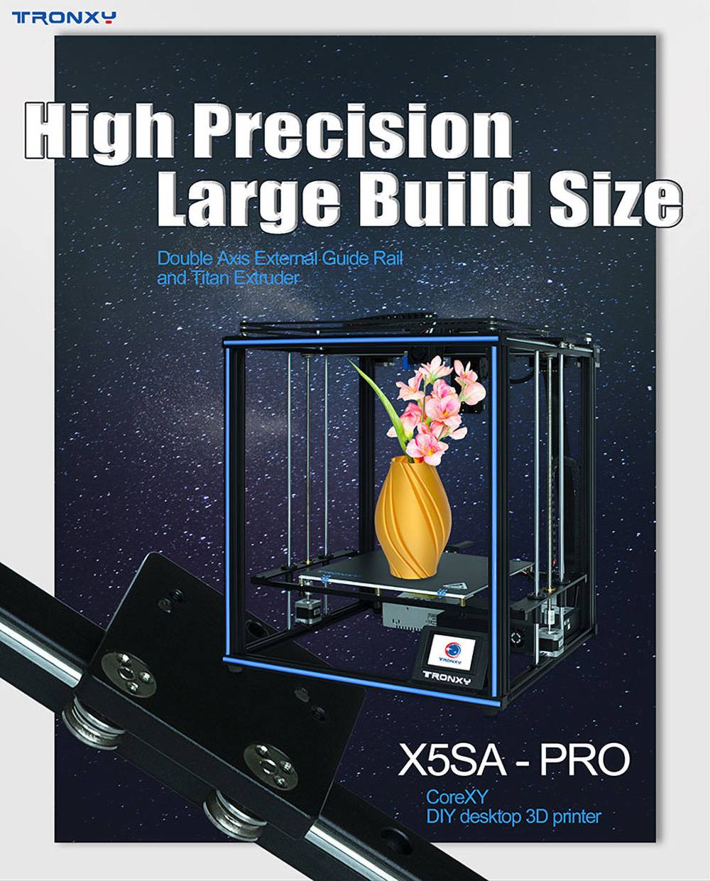 Tronxy X330SA Pro impresora 5D industrial 330X400X3mm Azul