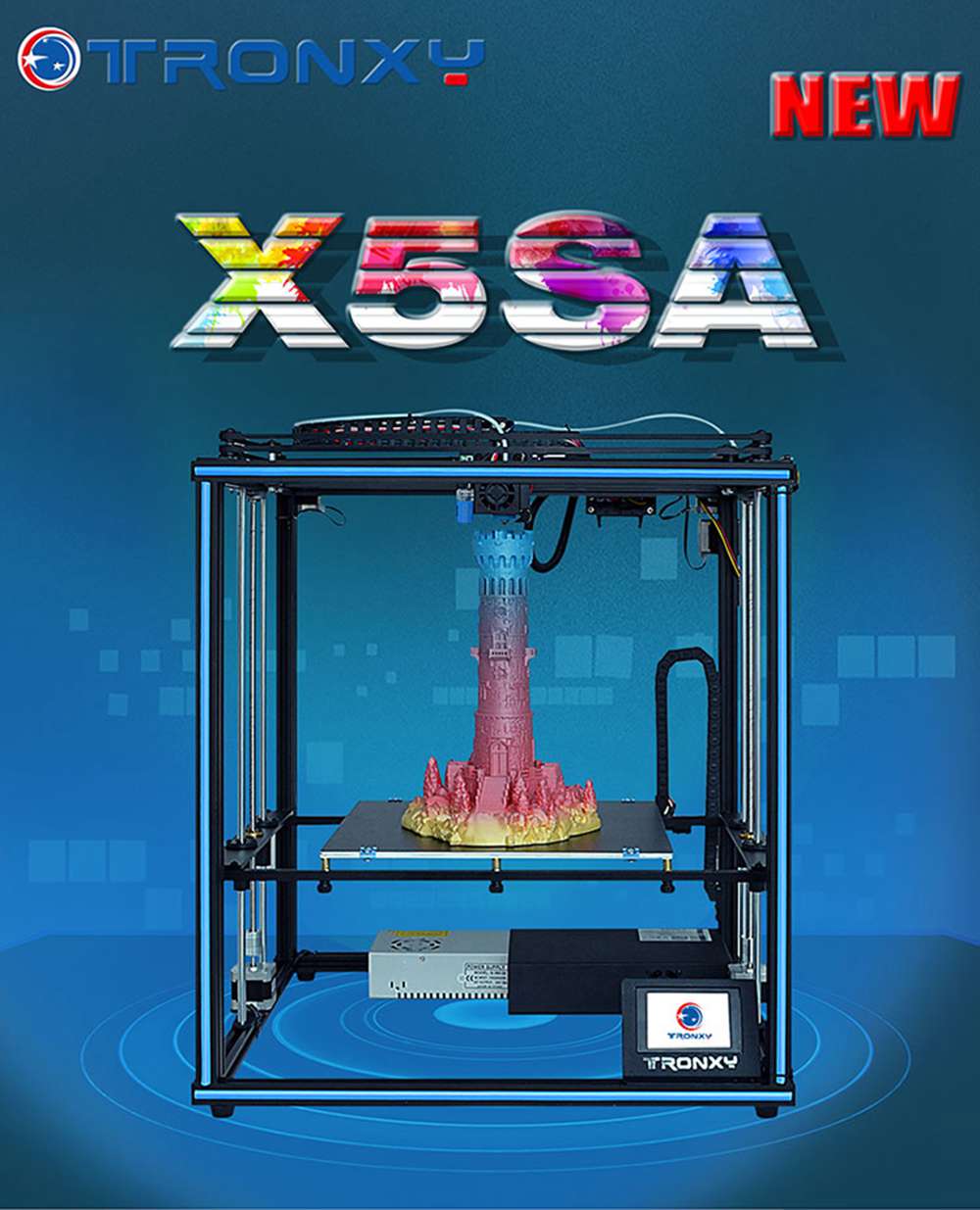 TRONXY X5SA 24V 3D Printer 330 x 330 x 400 mm Auto Leveling Filament Sensor Hervat printfunctie
