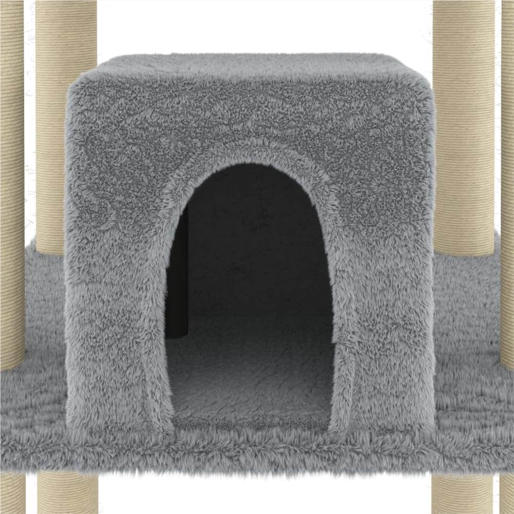 Rascador para gatos con rascador de sisal gris claro 216 cm