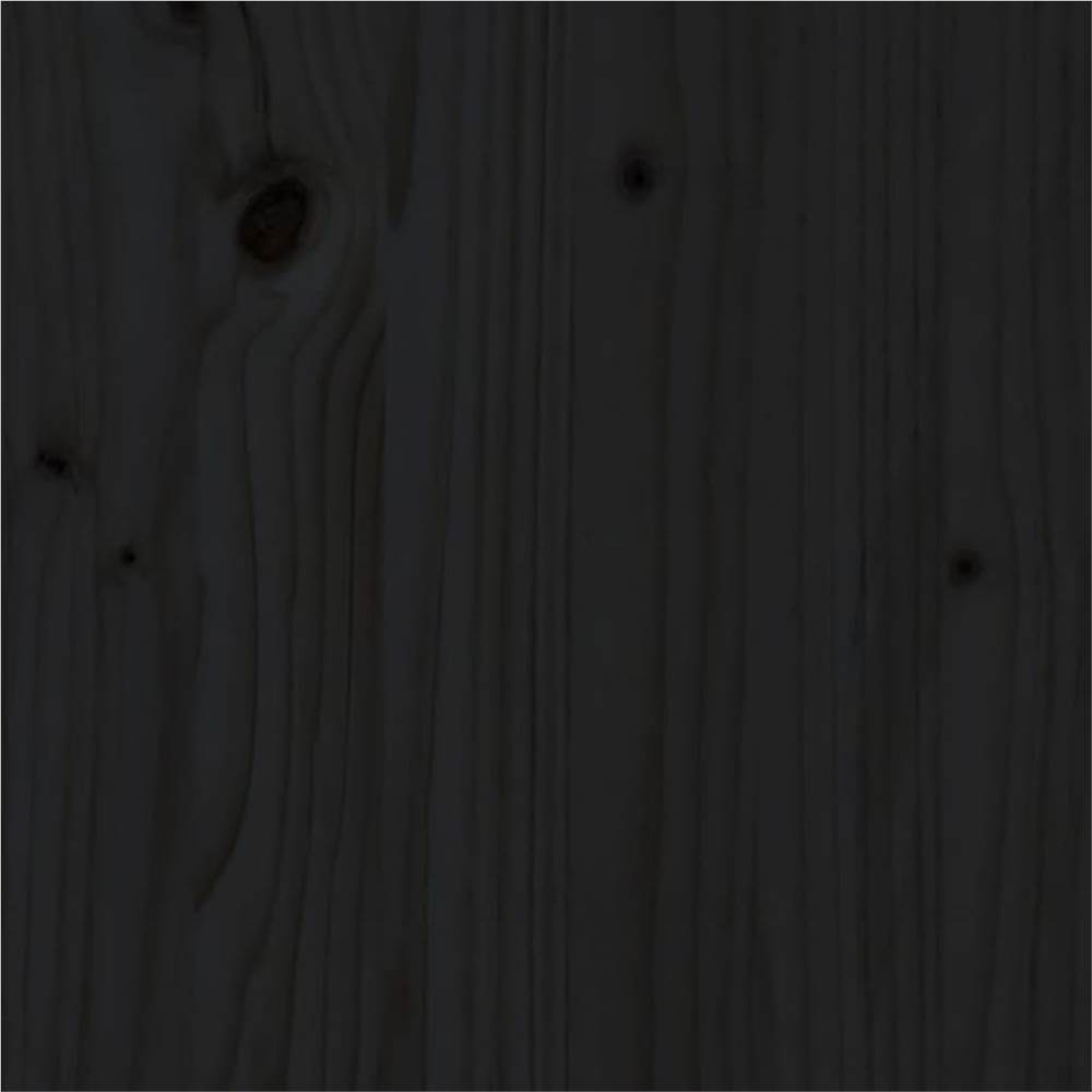 Lit pour Chien Noir 65.5x50.5x28 cm Bois Massif Pin